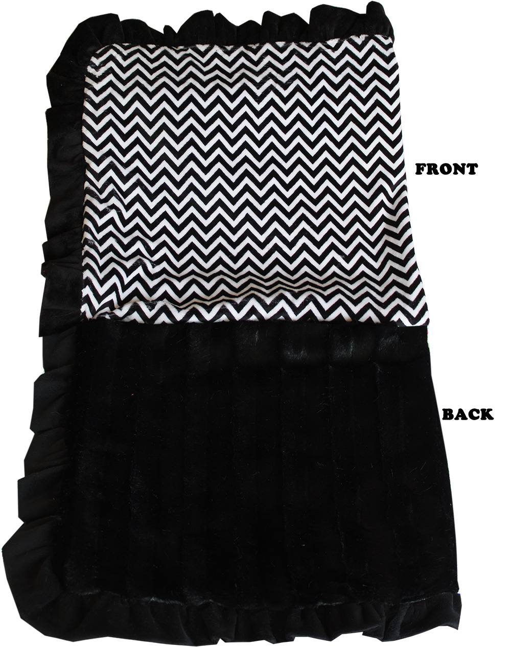 Luxurious Plush Pet Blanket Black Chevron 1/2 Size